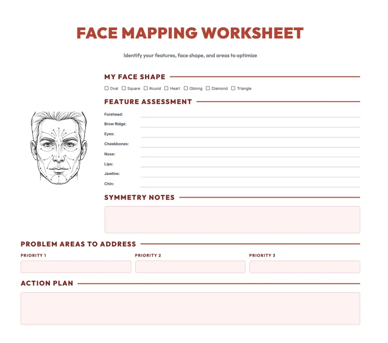 Face mapping worksheet